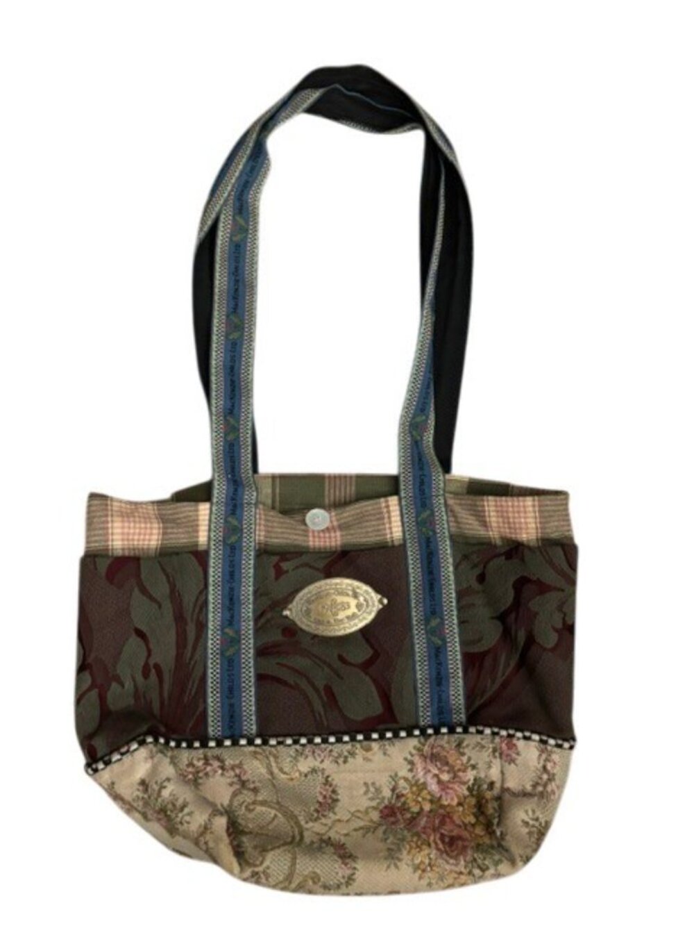 Mackenzie Childs Floral Fabric & Tapestry Shoulder bag Tote EUC